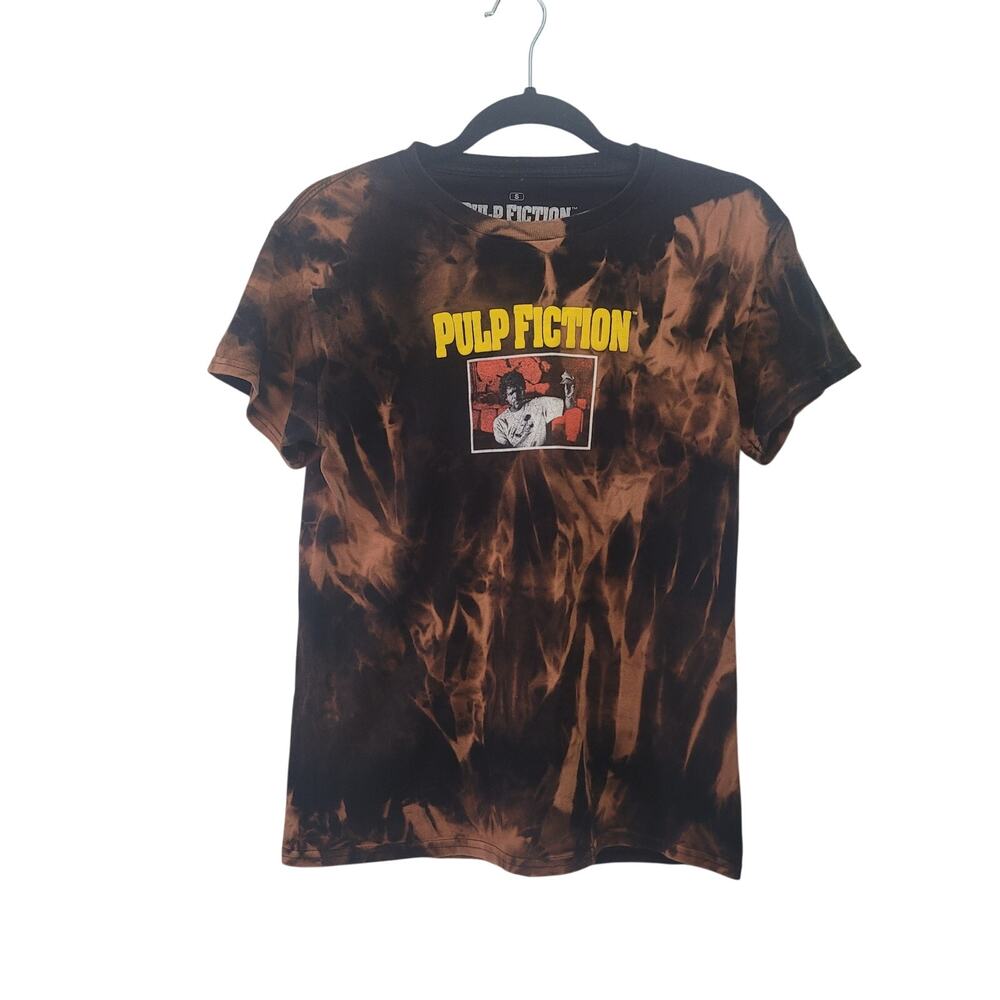 Pulp Fiction Size S Tie‎ Dye Graphic Tee Brown Black Movie Quote Grunge Alt Punk
